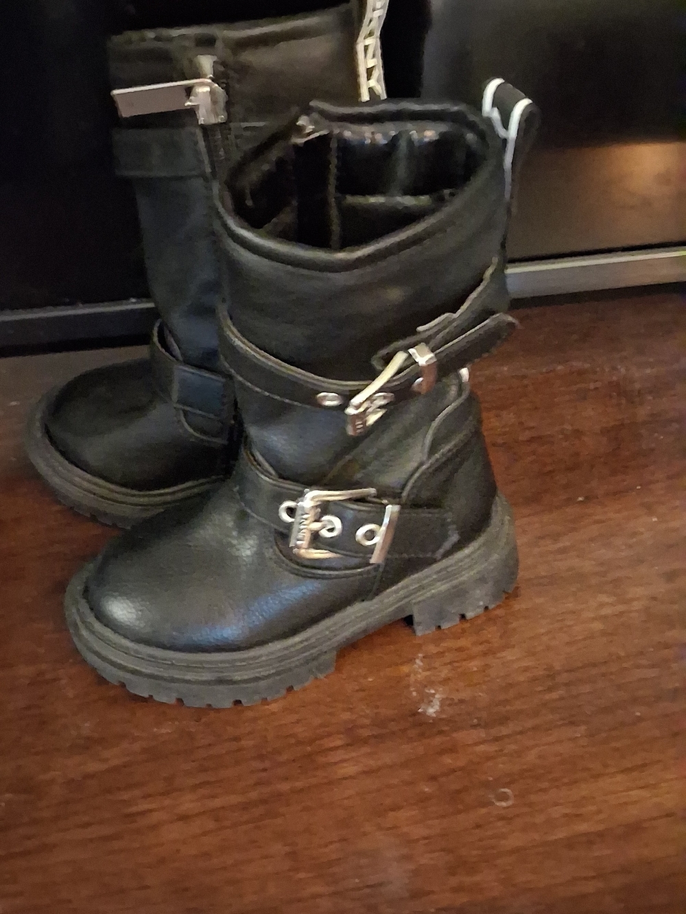 DKNY Black Kids Moto Boots with Buckle Straps Infant 5 260828